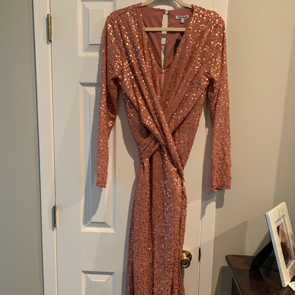 Long Sequins gown! Mauve/dark pink size XL - Picture 3 of 6